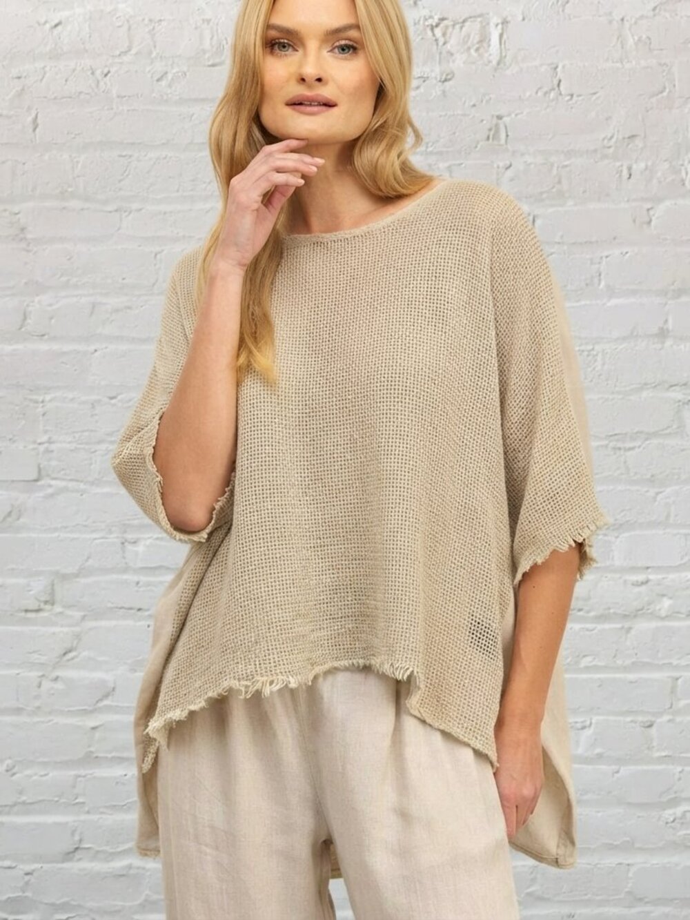 Tantra Spain 100% Linen Open Knit Oversized Lagenlook Top - One Size